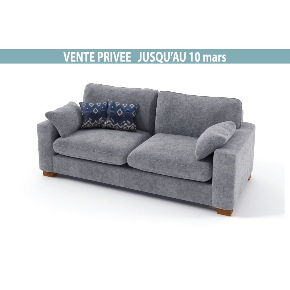 Canapé 3 places en tissu de qualité COSY, gris, Gris brun