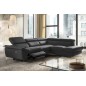 Canapé d'angle relax en 100% tout cuir de luxe italien avec relax électrique et coffre, 5/6 places SORENTO, noir, angle droit (v