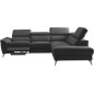 Canapé d'angle relax en 100% tout cuir de luxe italien avec relax électrique et coffre, 5/6 places SORENTO, noir, angle droit (v
