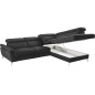 Canapé d'angle relax en 100% tout cuir de luxe italien avec relax électrique et coffre, 5/6 places SORENTO, noir, angle droit (v