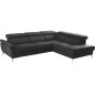 Canapé d'angle relax en 100% tout cuir de luxe italien avec relax électrique et coffre, 5/6 places SORENTO, noir, angle droit (v