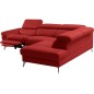 Canapé d'angle relax en 100% tout cuir de luxe italien avec relax électrique et coffre, 5/6 places SORENTO, rouge foncé, angle d