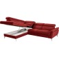Canapé d'angle relax en 100% tout cuir de luxe italien avec relax électrique et coffre -, 5/6 places SORENTO, rouge foncé, angle
