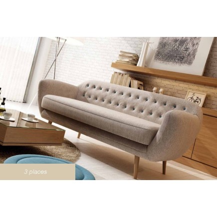 Canapé 3 places en tissu de qualité ZEST, beige