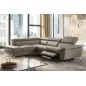 Canapé d'angle relax en 100% tout cuir de luxe italien avec relax électrique et coffre -, 5/6 places SORENTO, taupe, angle gauch
