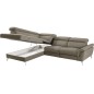 Canapé d'angle relax en 100% tout cuir de luxe italien avec relax électrique et coffre -, 5/6 places SORENTO, taupe, angle gauch