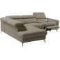 Canapé d'angle relax en 100% tout cuir de luxe italien avec relax électrique et coffre -, 5/6 places SORENTO, taupe, angle gauch