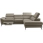 Canapé d'angle relax en 100% tout cuir de luxe italien avec relax électrique et coffre, 5/6 places SORENTO, taupe, angle droit (