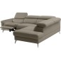Canapé d'angle relax en 100% tout cuir de luxe italien avec relax électrique et coffre, 5/6 places SORENTO, taupe, angle droit (