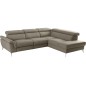 Canapé d'angle relax en 100% tout cuir de luxe italien avec relax électrique et coffre, 5/6 places SORENTO, taupe, angle droit (
