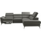 Canapé d'angle relax en 100% tout cuir de luxe italien avec relax électrique et coffre, 5/6 places SORENTO, gris foncé, angle dr