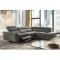 Canapé d'angle relax en 100% tout cuir de luxe italien avec relax électrique et coffre, 5/6 places SORENTO, gris foncé, angle dr