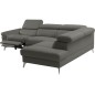 Canapé d'angle relax en 100% tout cuir de luxe italien avec relax électrique et coffre, 5/6 places SORENTO, gris foncé, angle dr