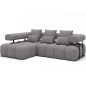 Canapé d'angle convertible en tissu luxe gris 5 places LEONI, angle gauche (vu de face) Canapé d'angle convertible en tissu luxe gris 5 places LEONI, angle gauche (vu de face)