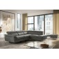 Canapé d'angle relax en 100% tout cuir de luxe italien avec relax électrique et coffre, 5/6 places SORENTO, gris foncé, angle dr