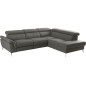 Canapé d'angle relax en 100% tout cuir de luxe italien avec relax électrique et coffre, 5/6 places SORENTO, gris foncé, angle dr