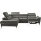 Canapé d'angle relax en 100% tout cuir de luxe italien avec relax électrique et coffre -, 5/6 places SORENTO, gris foncé, angle