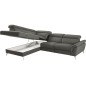 Canapé d'angle relax en 100% tout cuir de luxe italien avec relax électrique et coffre -, 5/6 places SORENTO, gris foncé, angle