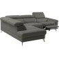 Canapé d'angle relax en 100% tout cuir de luxe italien avec relax électrique et coffre -, 5/6 places SORENTO, gris foncé, angle