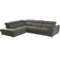 Canapé d'angle relax en 100% tout cuir de luxe italien avec relax électrique et coffre -, 5/6 places SORENTO, gris foncé, angle