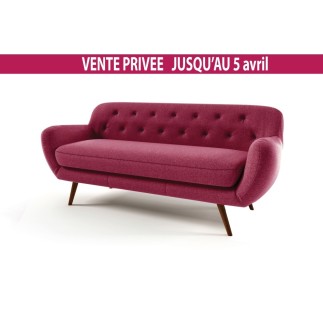 Canapé 3 places en tissu de qualité ZEST, fuschia