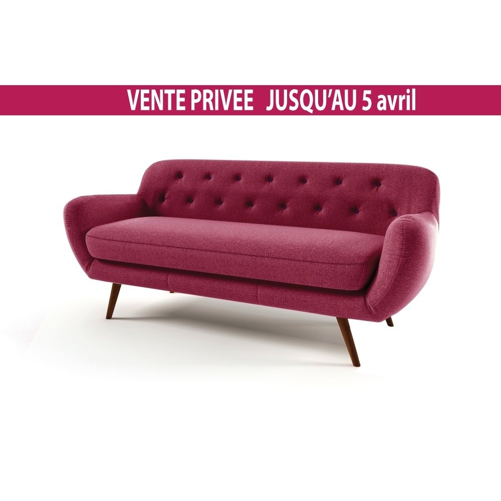 Canapé 3 places en tissu de qualité ZEST, fuschia