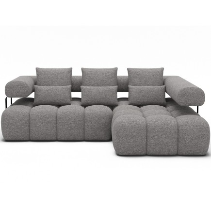Canapé d'angle convertible en tissu luxe gris 5 places LEONI