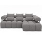 Canapé d'angle convertible en tissu luxe gris 5 places LEONI, angle droit (vu de face) Canapé d'angle convertible en tissu luxe gris 5 places LEONI, angle droit (vu de face)