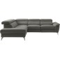 Canapé d'angle relax en 100% tout cuir de luxe italien avec relax électrique et coffre -, 5/6 places SORENTO, gris foncé, angle