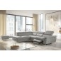 Canapé d'angle relax en 100% tout cuir de luxe italien avec relax électrique et coffre -, 5/6 places SORENTO, gris clair, angle