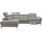 Canapé d'angle relax en 100% tout cuir de luxe italien avec relax électrique et coffre -, 5/6 places SORENTO, gris clair, angle