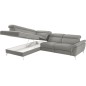 Canapé d'angle relax en 100% tout cuir de luxe italien avec relax électrique et coffre -, 5/6 places SORENTO, gris clair, angle