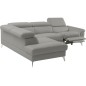 Canapé d'angle relax en 100% tout cuir de luxe italien avec relax électrique et coffre -, 5/6 places SORENTO, gris clair, angle