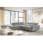 Canapé d'angle relax en 100% tout cuir de luxe italien avec relax électrique et coffre -, 5/6 places SORENTO, gris clair, angle