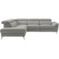 Canapé d'angle relax en 100% tout cuir de luxe italien avec relax électrique et coffre -, 5/6 places SORENTO, gris clair, angle