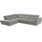 Canapé d'angle relax en 100% tout cuir de luxe italien avec relax électrique et coffre -, 5/6 places SORENTO, gris clair, angle