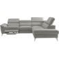 Canapé d'angle relax en 100% tout cuir de luxe italien avec relax électrique et coffre, 5/6 places SORENTO, gris clair, angle dr