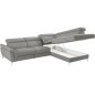 Canapé d'angle relax en 100% tout cuir de luxe italien avec relax électrique et coffre, 5/6 places SORENTO, gris clair, angle dr