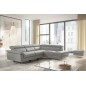 Canapé d'angle relax en 100% tout cuir de luxe italien avec relax électrique et coffre, 5/6 places SORENTO, gris clair, angle dr