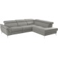 Canapé d'angle relax en 100% tout cuir de luxe italien avec relax électrique et coffre, 5/6 places SORENTO, gris clair, angle dr