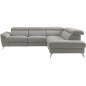 Canapé d'angle relax en 100% tout cuir de luxe italien avec relax électrique et coffre, 5/6 places SORENTO, gris clair, angle dr
