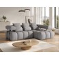 Canapé d'angle convertible en tissu luxe gris 5 places LEONI, angle droit (vu de face) Canapé d'angle convertible en tissu luxe gris 5 places LEONI, angle droit (vu de face)