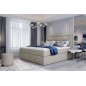 Ensemble boxspring complet tête de lit + sommiers + matelas + surmatelas VISTA de VENESETTI - tissu luxe beige - 140 x 200 cm, 1