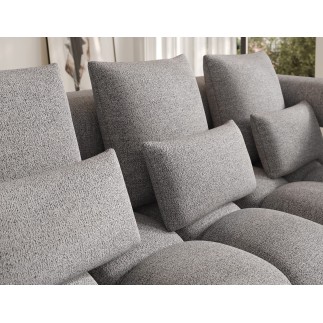 Canapé d'angle convertible en tissu luxe gris 5 places LEONI