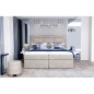 Ensemble boxspring complet tête de lit + sommiers + matelas + surmatelas VISTA de VENESETTI - tissu luxe beige - 160 x 200 cm, 1