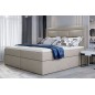 Ensemble boxspring complet tête de lit + sommiers + matelas + surmatelas VISTA de VENESETTI - tissu luxe beige - 180 x 200 cm, 1