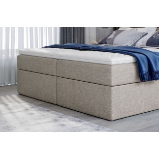 Ensemble boxspring complet tête de lit + sommiers + matelas + surmatelas VISTA de VENESETTI - tissu luxe beige - 180 x 200 cm