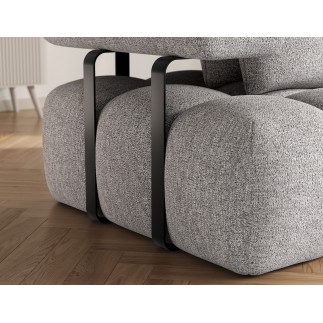 Canapé d'angle convertible en tissu luxe gris 5 places LEONI