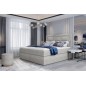 Ensemble boxspring complet tête de lit + sommiers + matelas + surmatelas VISTA de VENESETTI - tissu luxe gris - 180 x 200 cm, 18