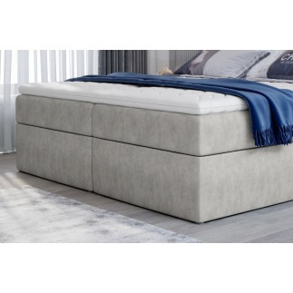 Ensemble boxspring complet tête de lit + sommiers + matelas + surmatelas VISTA de VENESETTI - tissu luxe gris - 180 x 200 cm
